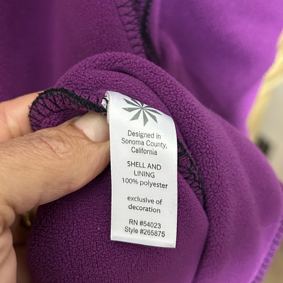 Athleta Women's Swara Fleece Hooded Embroidered Black Purple Jacket Size S - Picture 9 of 13